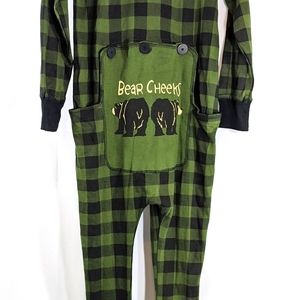 Lazy One- Green Plaid Bear 🐻 Cheeks Pajamas